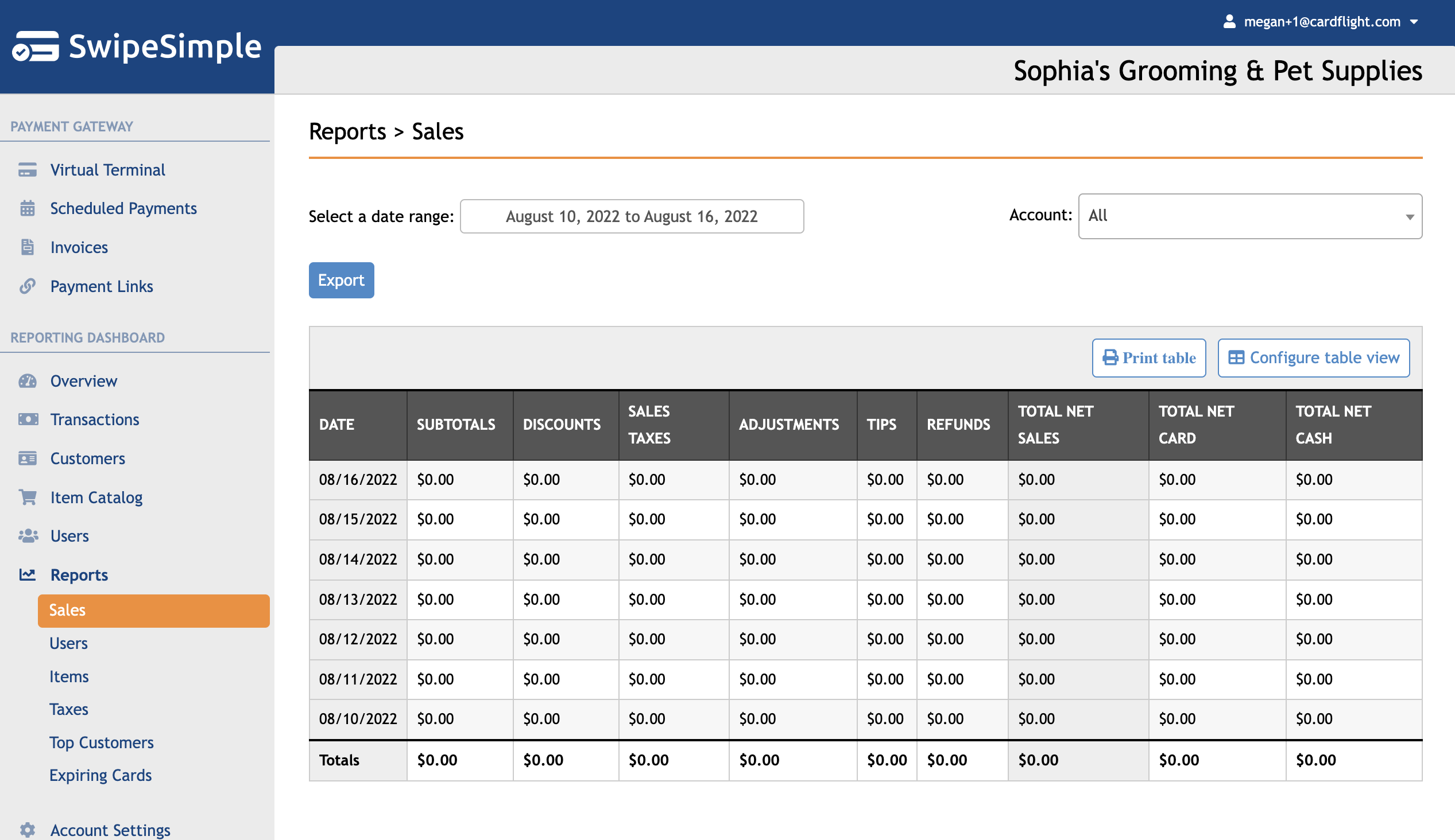 Sales Report Support Center